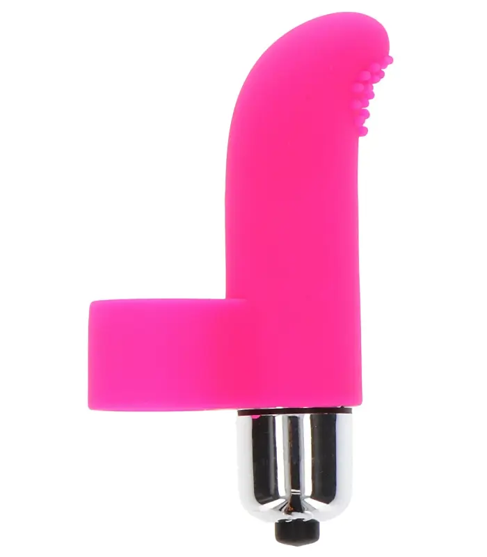 ένας κλειτοριδικός δονητής δαχτύλου, σε ροζ χρώμα