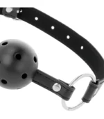 Bdsm ερωτικό παιχνίδι, φίμωτρο με μπάλα σε μαύρο χρώμα