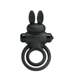 ερωτικό παιχνίδι για άνδρες Δαχτυλίδι Πέους Κουνελάκι μαύρο