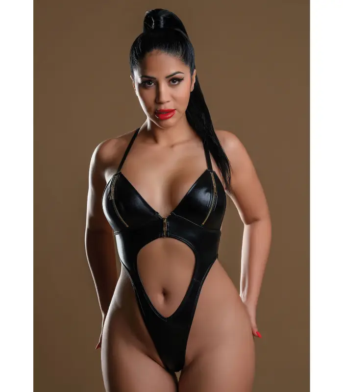 για γυναίκες Sexy Εσώρουχο Wetlook Bodysuit With Zipper