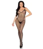 Για γυναίκες, Crotchless Fishnet Bodystocking – Μαύρο Διχτυωτό Ολόσωμο με Ανοιχτό Καβάλο
